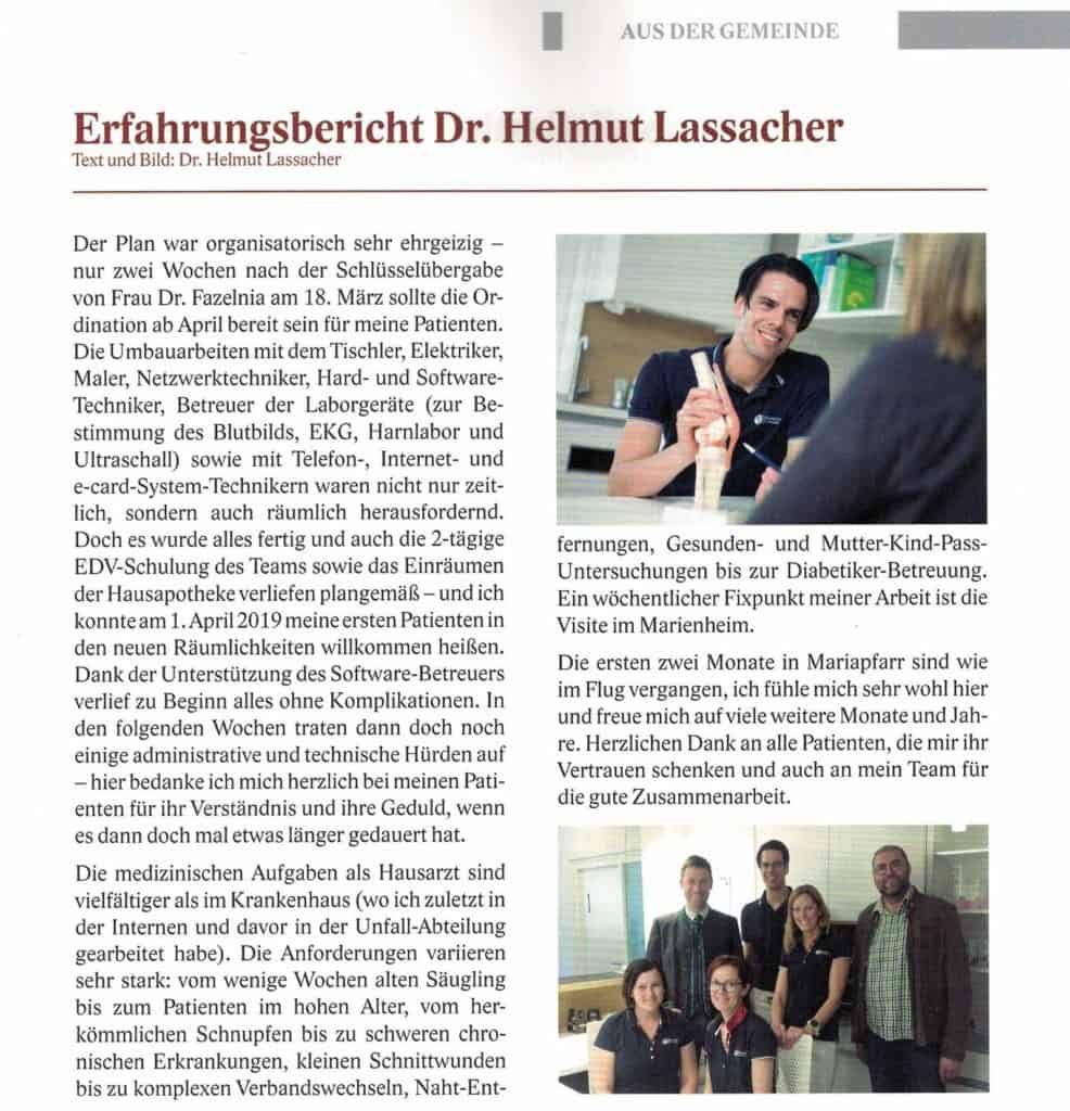 Erfahrungsbericht Dr. Helmut Lassacher